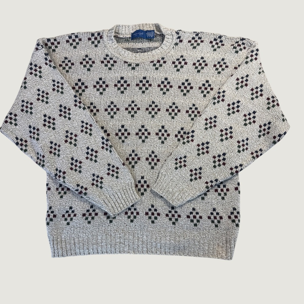 Towncraft Knit Sweater Mens L Oatmeal Excellent Cotton Blend
